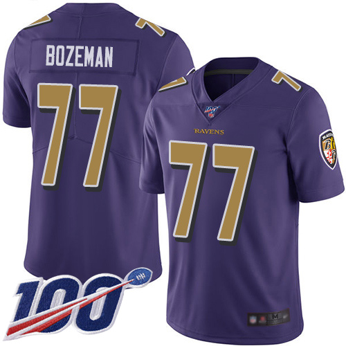 Baltimore Ravens Limited Purple Men Bradley Bozeman Jersey NFL Football 77 100th Season Rush Vapor Untouchable